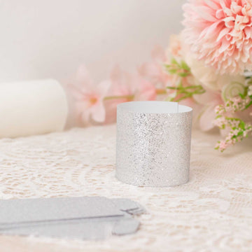 Create a Mesmerizing Table Setting with Silver Glitter Disposable Napkin Bands