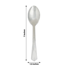 Disposable 7 Inch Silver Heavy Duty Plastic Spoons 25 Pack 