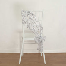 5 Pack Silver Leaf Vine Embroidered Sequin Tulle Chair Sashes
