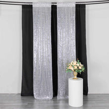 2 Pack Silver Sequin Backdrop Drape Curtains with Rod Pockets - 8ftx2ft