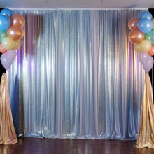 2 Pack Silver Sequin Backdrop Drape Curtains with Rod Pockets - 8ftx2ft