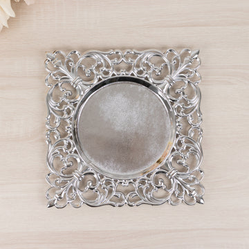 Silver Acrylic Square Charger Plates