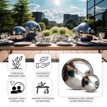 2 Pack Silver Stainless Steel Gazing Globe Mirror Ball, Shiny Hollow Garden Spheres