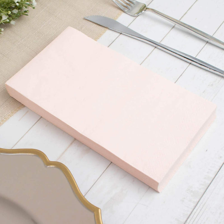 50 Pack | 2 Ply Soft Blush Rose Gold Dinner Party Paper Napkins