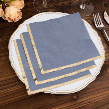 Disposable Cocktail Napkins with Gold Foil Edge