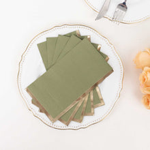 50 Pack Olive Green Soft 2 Ply Dinner Paper Napkins with Gold Foil Edge