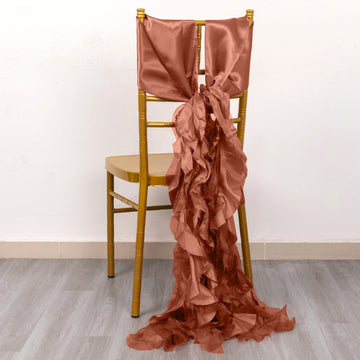 Elevate Your Event with Terracotta (Rust) Curly Willow Chiffon Satin Chair Sashes