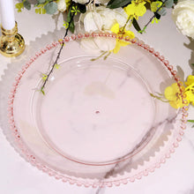 6 Pack Transparent Blush Beaded Rim Acrylic Charger Plates - 12inch