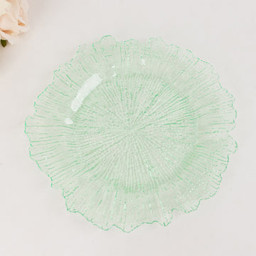 Transparent Green Circular Reef Acrylic Charger Plates