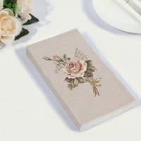 20 Pack Vintage Pink Ivory Rose Print Paper Napkins, Soft 2-Ply Elegant Garden Party Style Disposable Dinner Napkins