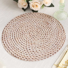 6 Pack Wheat Woven Rattan Print Cardstock Paper Placemats, 13inch Round Disposable Dining Table Mats