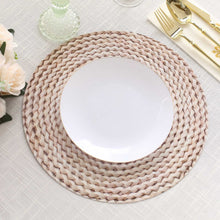 6 Pack Wheat Woven Rattan Print Cardstock Paper Placemats, 13inch Round Disposable Dining Table Mats