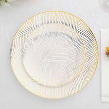7inch White And Gold Wave Brush Stroked Plastic Dessert Plates, Disposable Appetizer Salad Plates