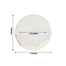 White And Gold Wave Brush Stroked Plastic Dessert Plates, Disposable Appetizer Salad Plates