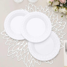 10 Pack Of White Hard Plastic Dessert Plates In Basketweave Rim Style