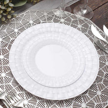 10 Pack White Hard Plastic Dessert Plates With Basketweave Rim Style