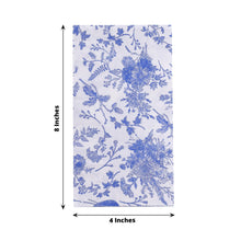 20 Pack White Blue Chinoiserie Floral Print Paper Napkins, Soft 2-Ply Highly Absorbent