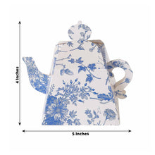 25 Pack White Blue Mini Teapot Gift Boxes with Chinoiserie Floral Print, Party Favor Boxes