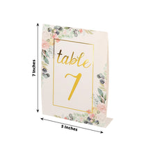 25 Pack White Gold Double Sided Paper Wedding Table Numbers with Peony Floral