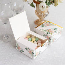 25 Pack White Pink Peony Flowers Print Paper Gift Boxes with Gold Edge, Cardstock Party Shower