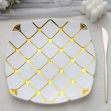 Plastic 10 Inch Square Dinner Plates White And Gold 10 Pack