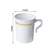 8 oz White & Gold Tres Chic Plastic Coffee Tea Cups Disposable