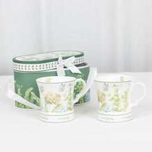 Greenery Theme Bridal Shower Gift Set, 2 Pack Porcelain Coffee Mugs With Matching Keepsake Gift Box