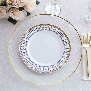 Elegant White Renaissance Plastic Dinner Plates for Upscale Gatherings