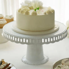 White 13 Inch Pedestal Footed Cupcake Stands with Ribbon Trim Edges 4 Pack