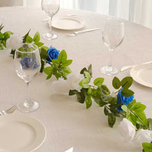 2 Pack White Royal Blue Artificial Silk Rose Vines Hanging Flower Garland 26 Flower Heads