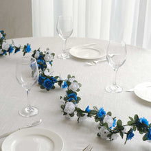 2 Pack White Royal Blue Artificial Silk Rose Vines Hanging Flower Garland