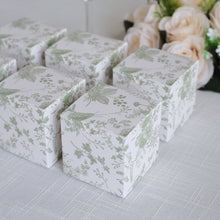 25 Pack White Sage Green Floral Print Paper Cube Gift Boxes With Lids