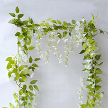 2 Pack White Silk Wisteria Flower Garland Hanging Vines, Artificial Floral