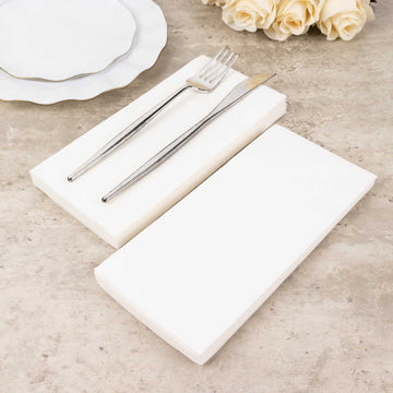 20 Pack White Soft Linen-Feel Airlaid Paper Party Napkins, Highly Absorbent Disposable Dinner Napkins