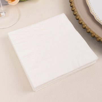 White Soft 2-Ply Paper Beverage Napkins for Elegant Event Decor