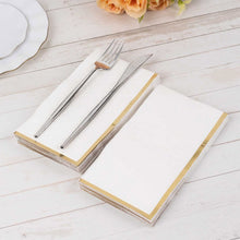 50 Pack White Soft 2 Ply Dinner Paper Napkins with Gold Foil Edge