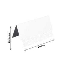 50 Pack White Wedding Table Name Place Cards with Laser Cut Leaf Vine Design, Printable Reservation 