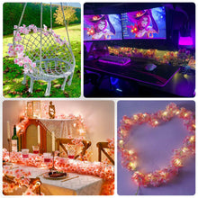 Pink Artificial Cherry Blossom Garland LED Fairy Lights