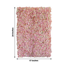 Floral & Grass Wall Panels - Silk Hydrangea Flowers attached to Plastic Grid Frame - Pink - Rectangle