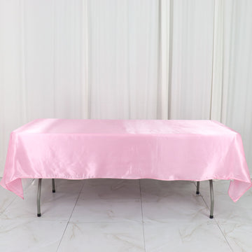 Pink Seamless Smooth Satin Rectangular Tablecloth 60"x102"