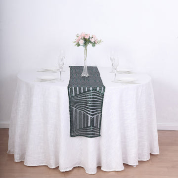 Add a Touch of Luxury with the Hunter Emerald Green Diamond Glitz Sequin Table Runner