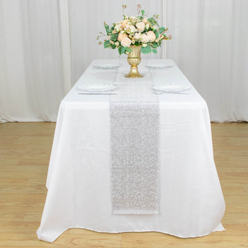 Create Memorable Moments with the Shiny Silver Crystal Rhinestone Table Runner