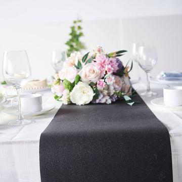 Black Glitzing Glitter Table Runner: Add Glamour to Your Event Decor