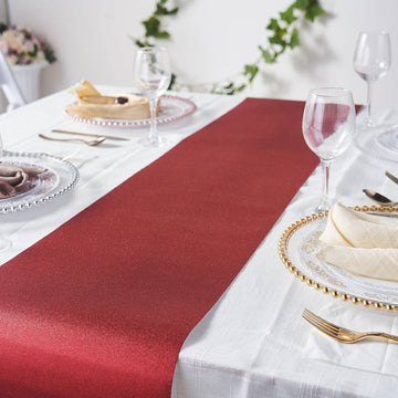 Enhance Your Event Decor with the Burgundy Glitzing Glitter Table Runner
