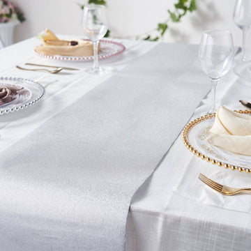 Create a Stunning Tablescape with the Silver Glitzing Glitter Table Runner