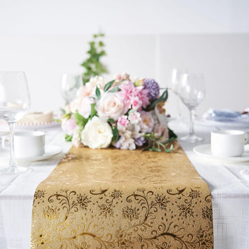 Gold Glamorous Vintage Floral Table Runner