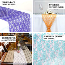 Purple Floral Lace Table Runner 12"x108"