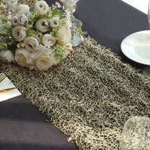 12x108inch Gold Sequin Mesh Schiffli Lace Table Runner, Sparkly Party Table Decoration