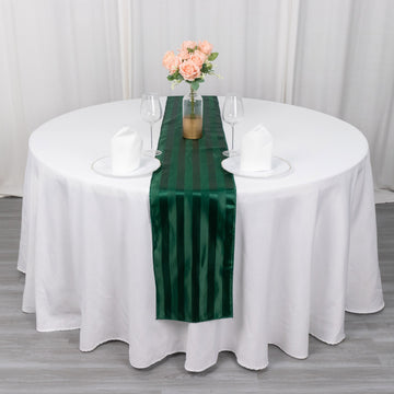 Create Memorable Moments with the Hunter Emerald Green Satin Stripe Table Runner