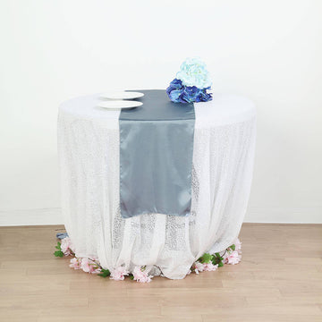 Elevate Your Event with the Dusty Blue Satin Table Runner